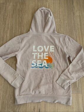 The Shop Laguna Besch LOVE THE SEA Graphic Hoodie in Light Mauve size small